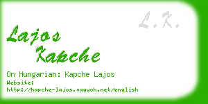 lajos kapche business card